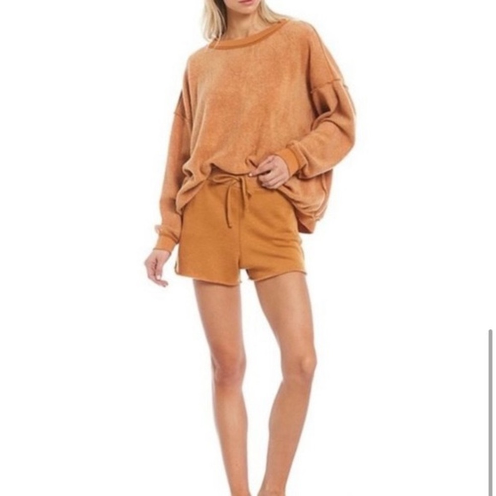Free People Kelly Cognac Lounge Sweat Shorts. NWOT. Size XS - Picture 2 of 9